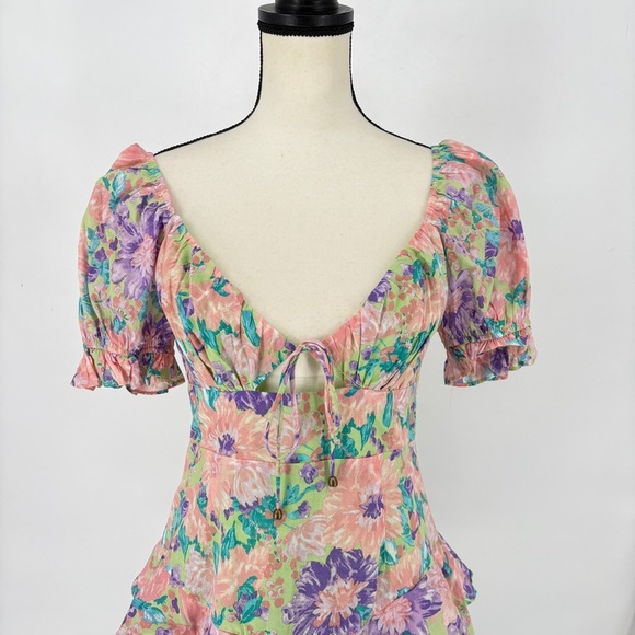 Sundae Muse Romper Dress Size 10 Floral Print Puff Sleeve Cottage Core - Picture 4 of 14
